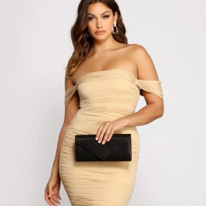 Glitter Mesh Envelope Clutch