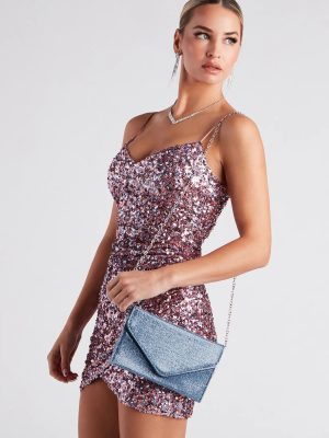 Keep Me Sparkly Rhinestone Envelope Clutch