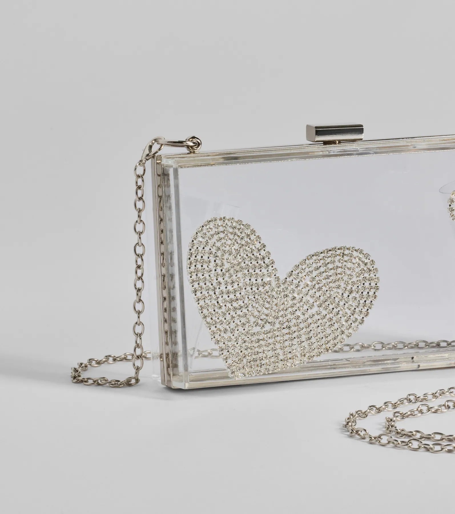 Heart's Content Rhinestone Clear Box Bag - Image 2