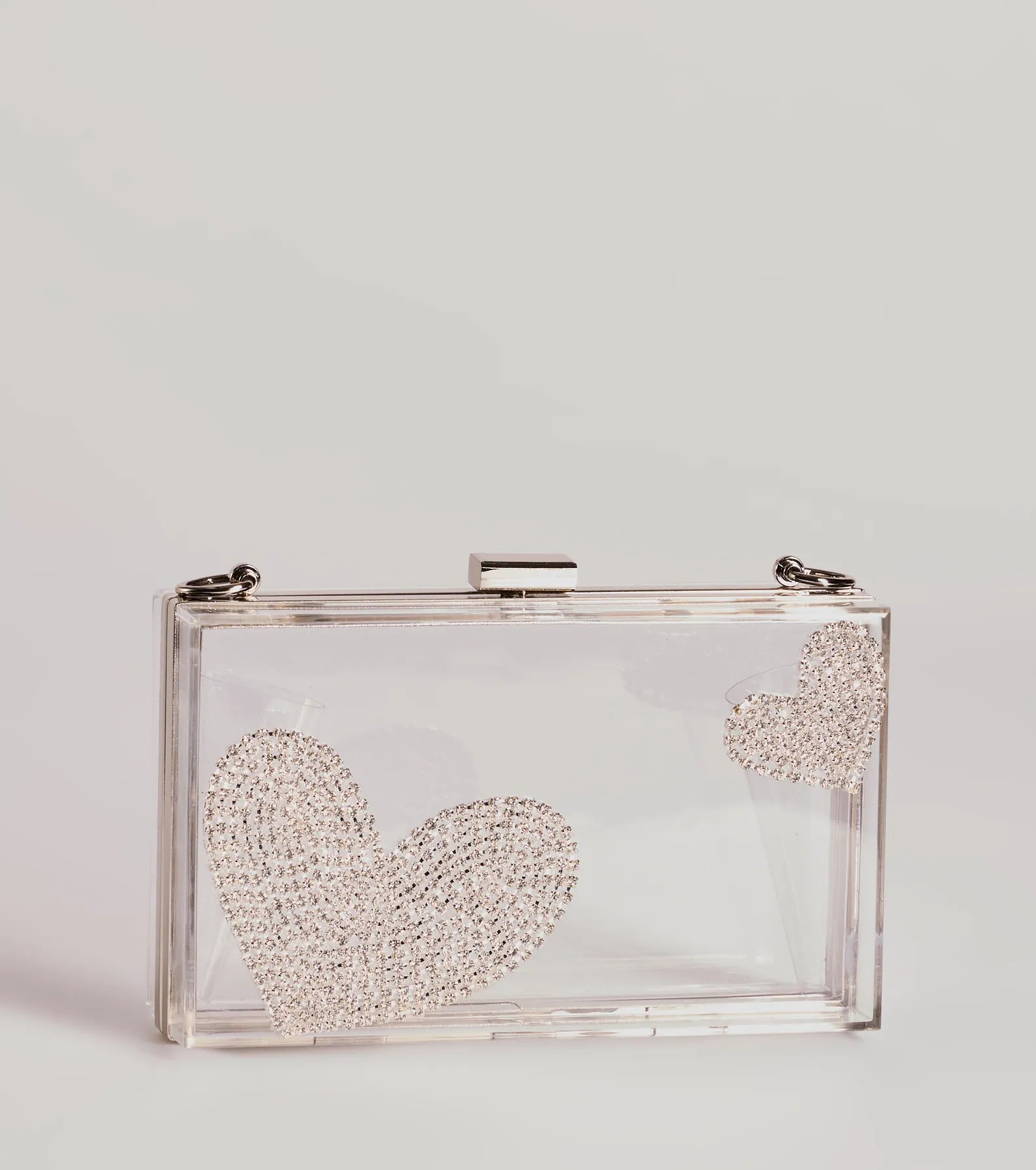 Heart's Content Rhinestone Clear Box Bag - Image 4