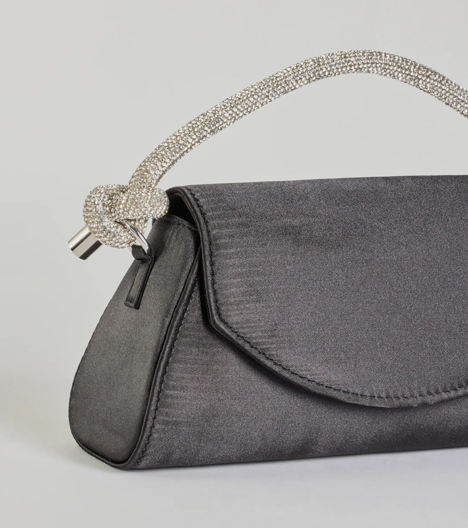 Glam Aspiration Rhinestone Strap Satin Handbag - Image 2