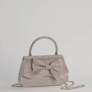 So Pristine Bow Rhinestone Purse