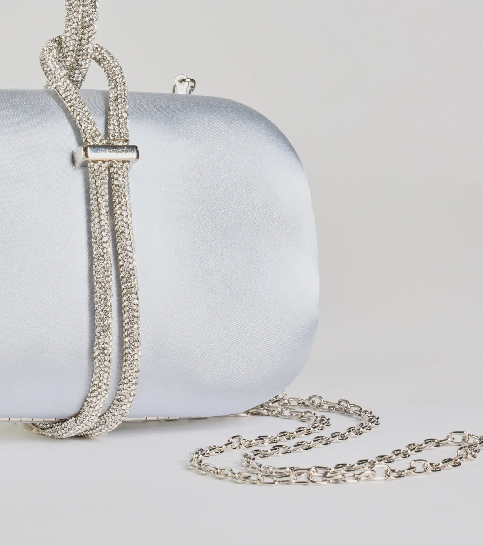 Cordially Invited Rhinestone Strap Satin Clutch - Image 4