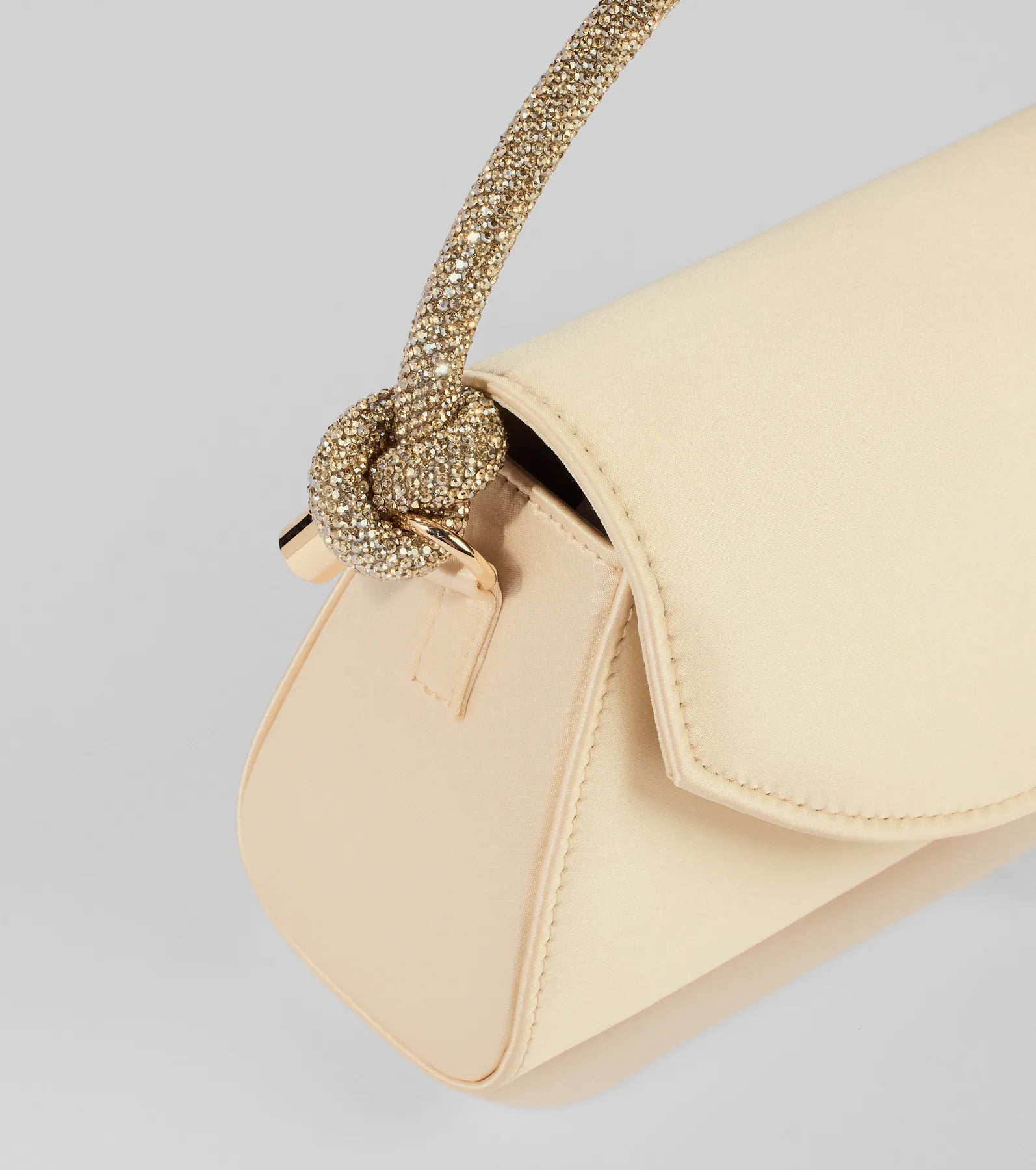 Glam Aspiration Rhinestone Strap Satin Handbag - Image 4