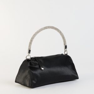 Petite Luxe Rhinestone Handle Satin Bag