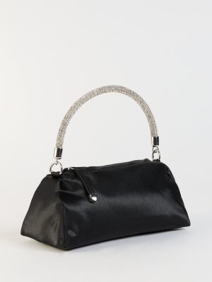 Petite Luxe Rhinestone Handle Satin Bag
