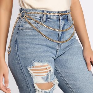 Girl Is Glam Rhinestone O-Ring Chain-link Belt