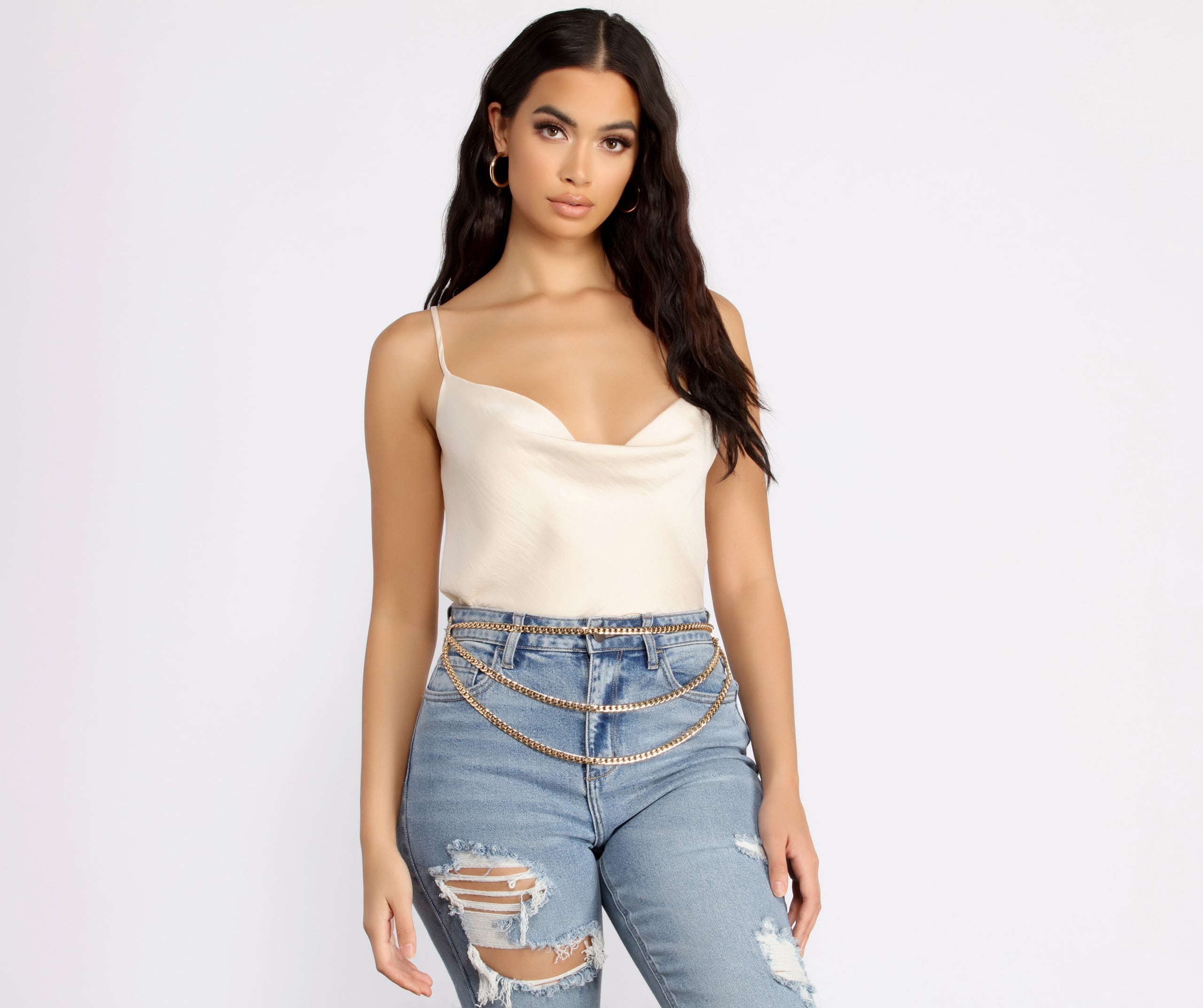 Girl Is Glam Rhinestone O-Ring Chain-link Belt - Image 4