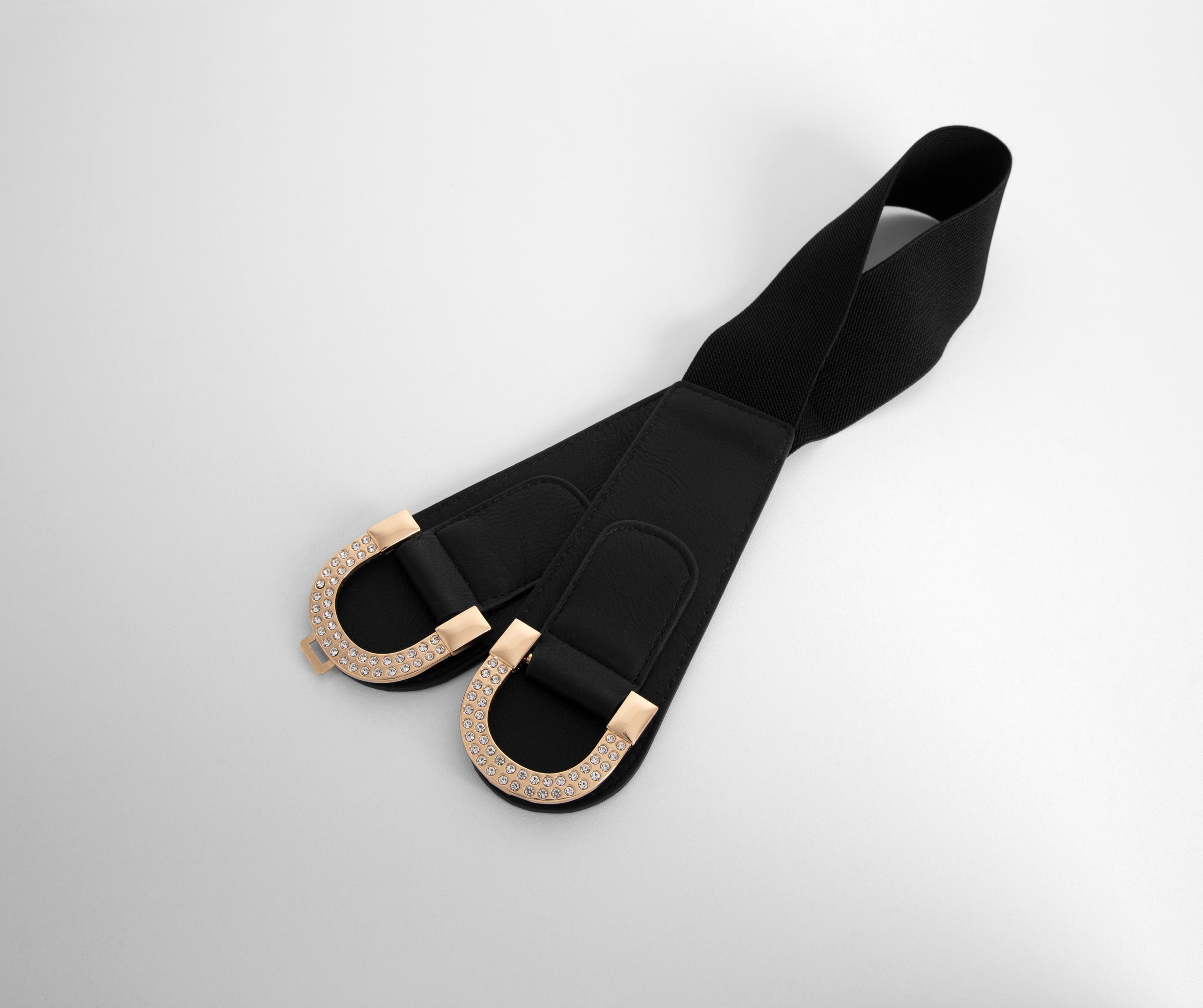 Lucky U Double Buckle Faux Leather Stretch Belt - Image 5