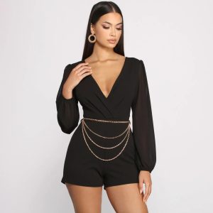 Four Row Tiered Swag Chain Belt