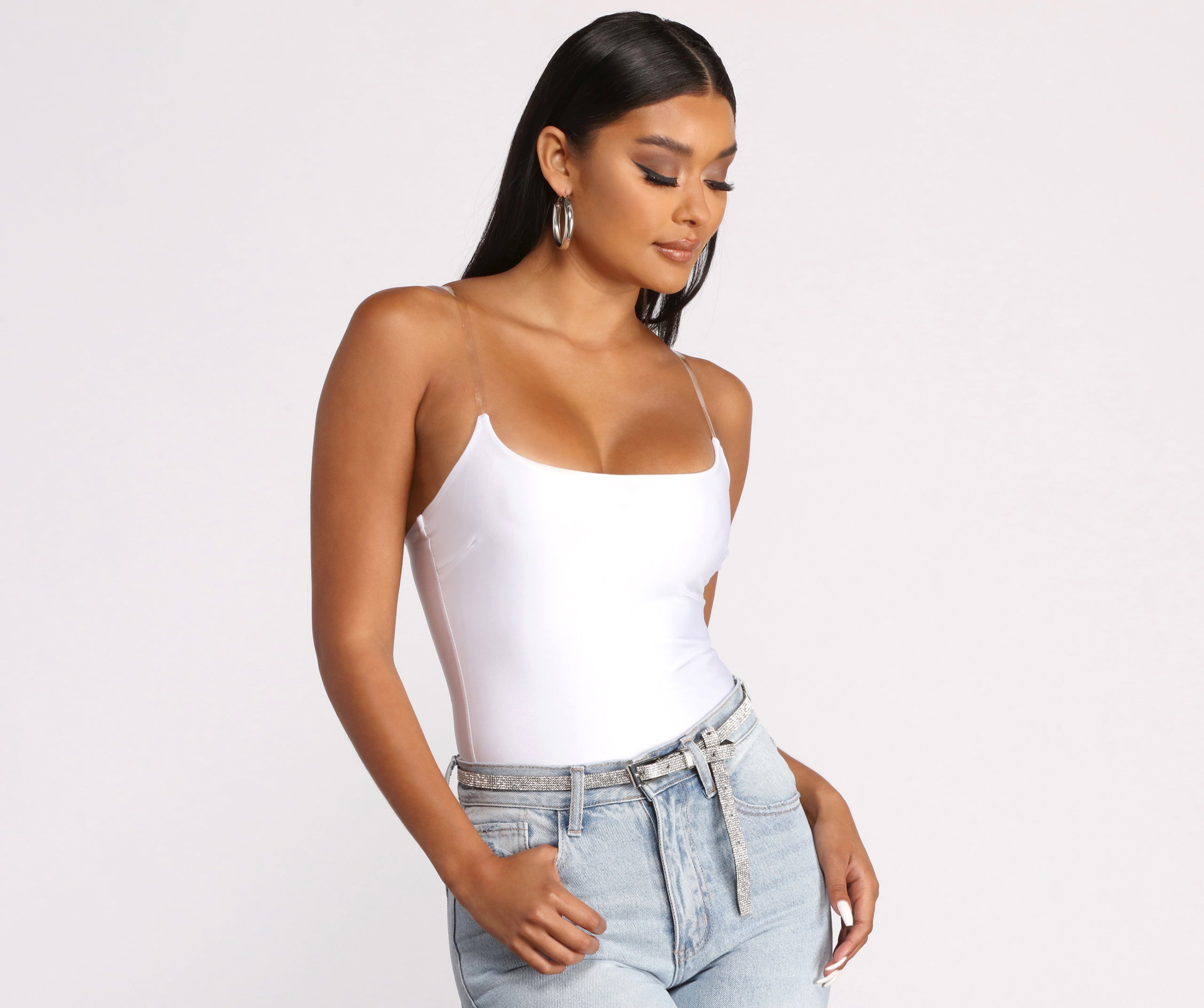 Thin Rhinestone Square Buckle Belt - Image 2