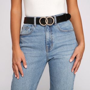 Rhinestone Double O-Ring Buckle Belt