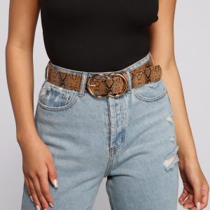 Double O-Ring Snake Print Belt