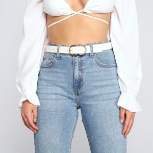 Sleek Croc Embossed Faux Leather Belt