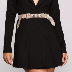 Feelin' Extra Rhinestone Double Buckle Belt