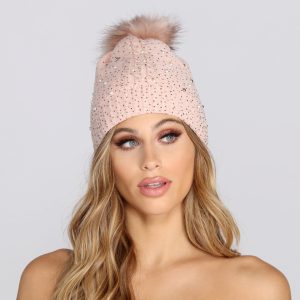 Winter Wonderland Beaded Pom Pom Beanie