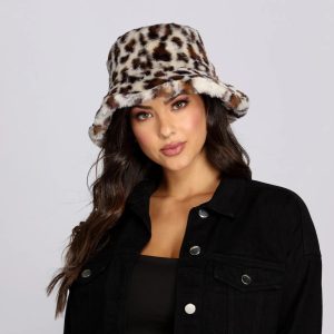 Fur Leopard Bucket Hat