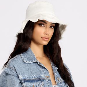 Staying Beach side Frayed Bucket Hat