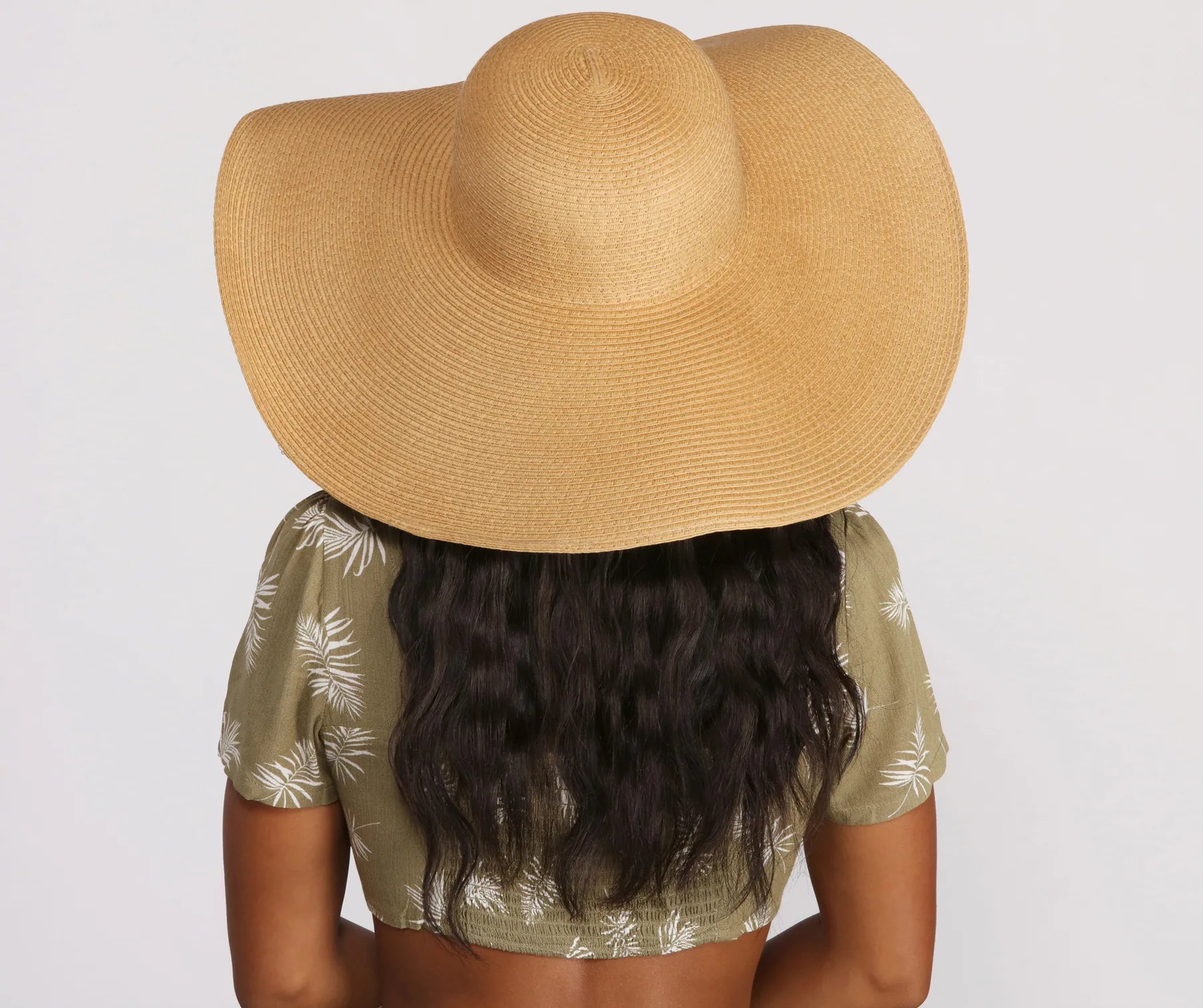 Basic Straw Wide Brim Floppy Hat - Image 2