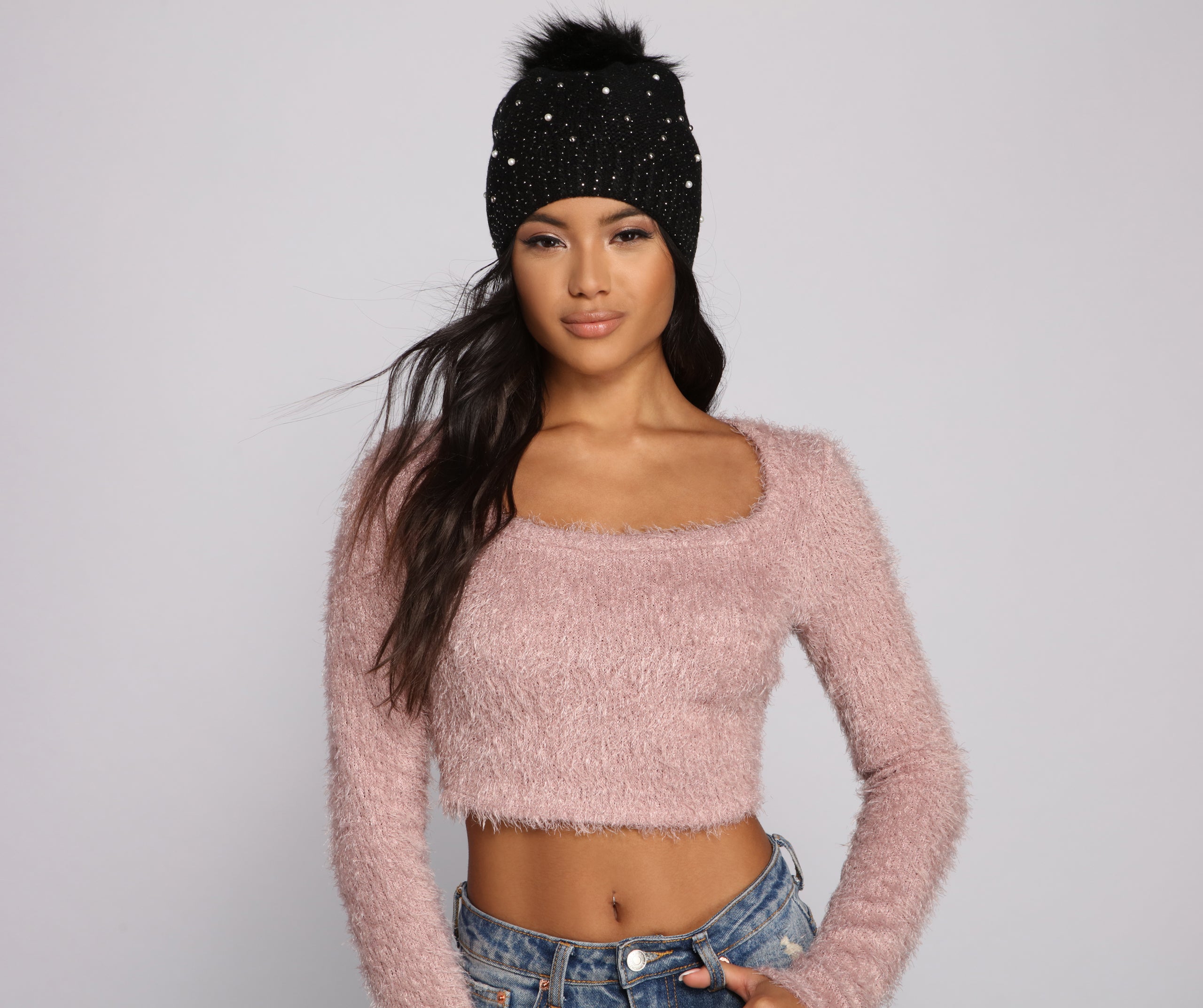 So Rare Studded Pearl Beanie - Image 2