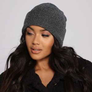 Shimmer On Lurex Slouchy Beanie