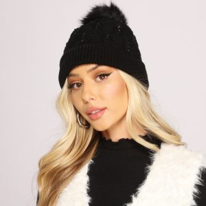 All the Blitz Rhinestone Knit Beanie