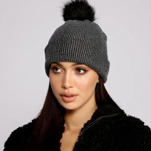 Glam Cozy Faux Fur Pom Beanie