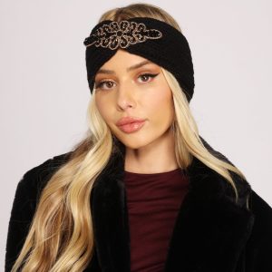 Glitzy Gemstone Applique Knit Headband