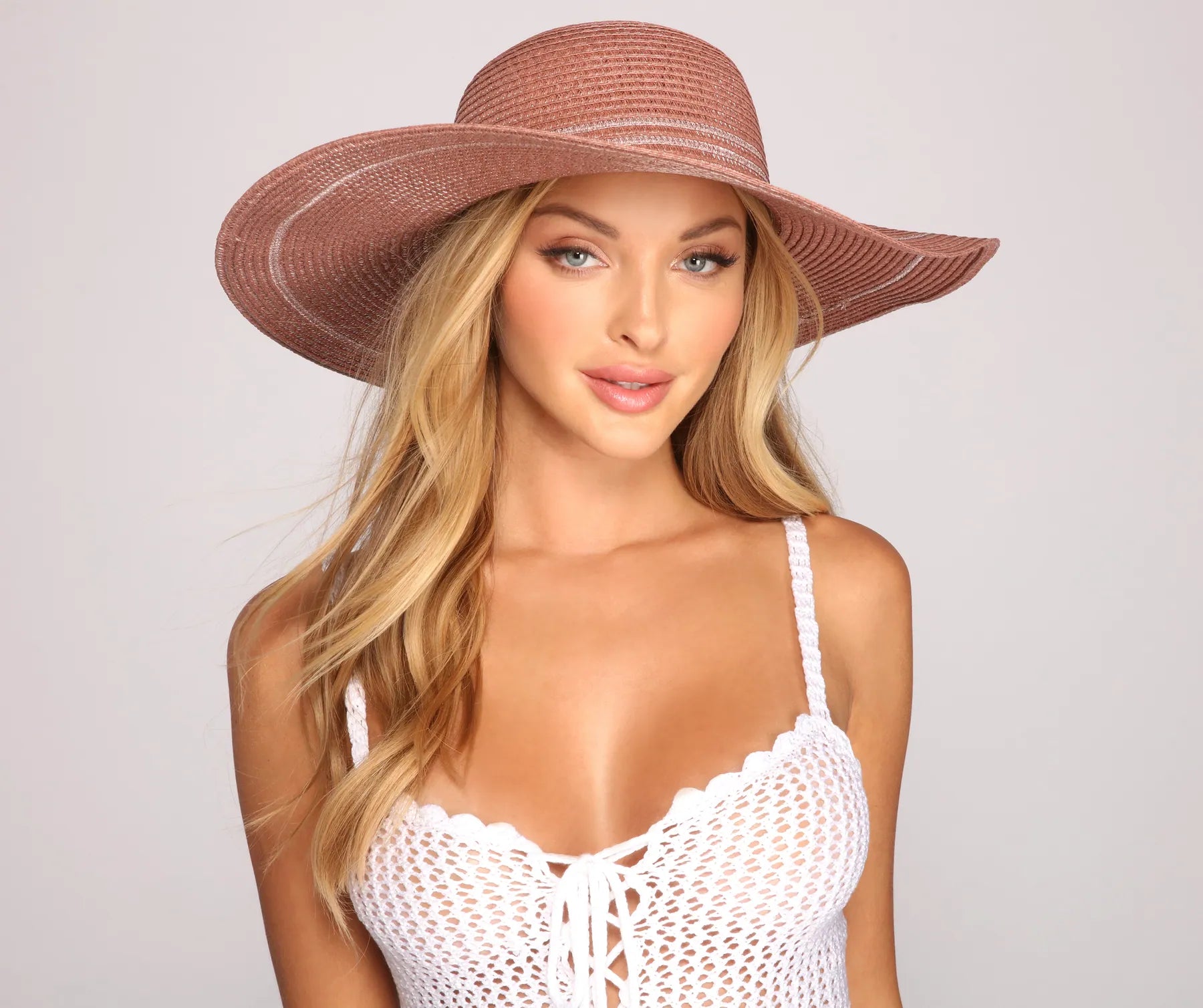 Glitz And Glam Glitter Straw Floppy Hat - Image 2