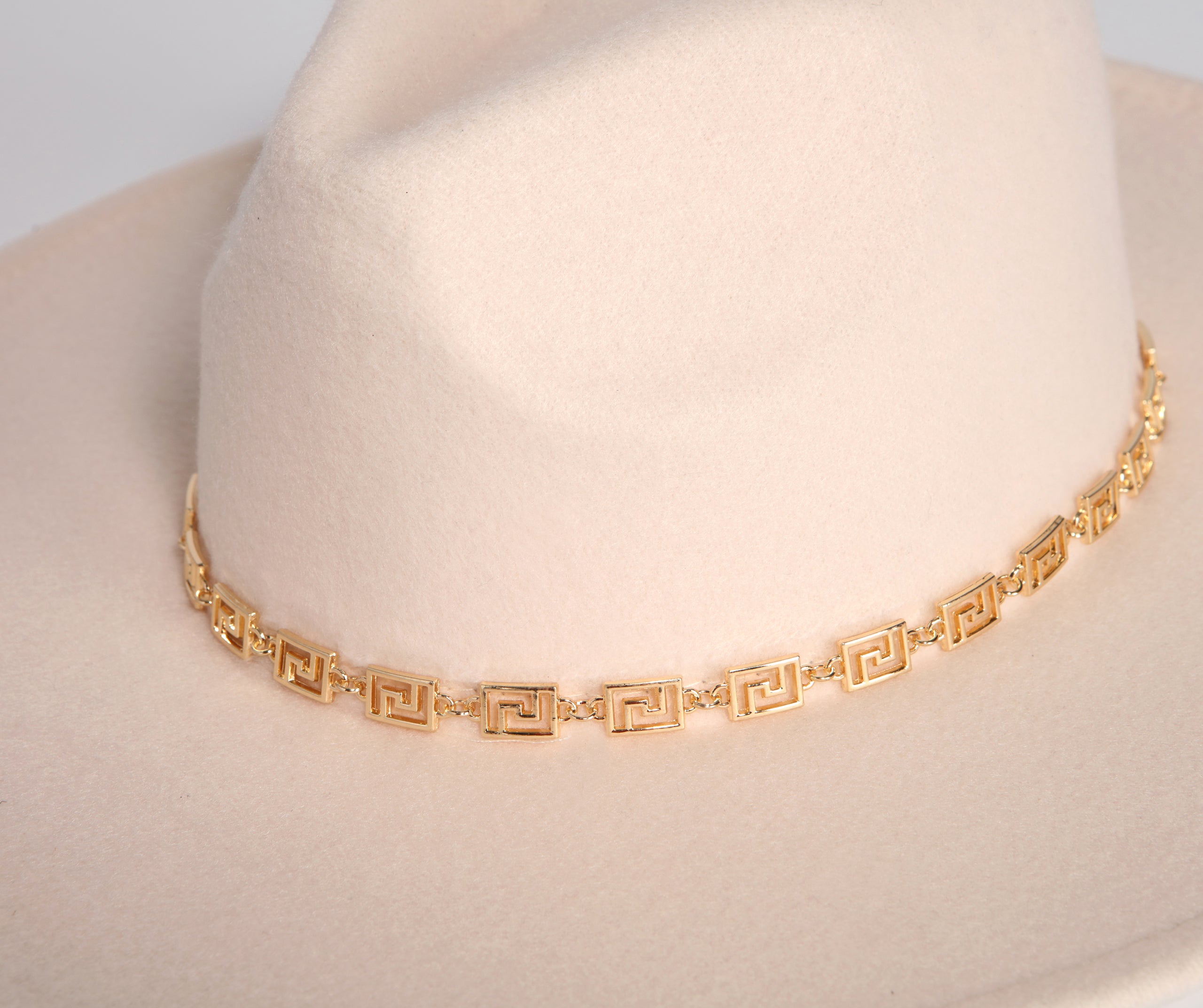 Greek Key Faux Wool Panama Hat - Image 5