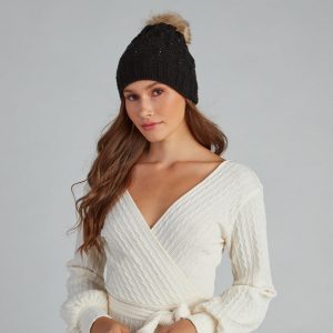 All the Blitz Rhinestone Knit Beanie