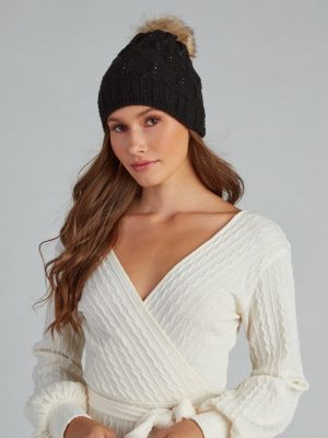 All the Blitz Rhinestone Knit Beanie