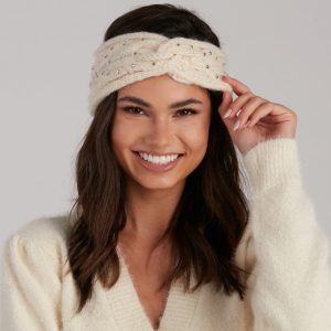 Perfect Shine Rhinestone Cable Knit Headband