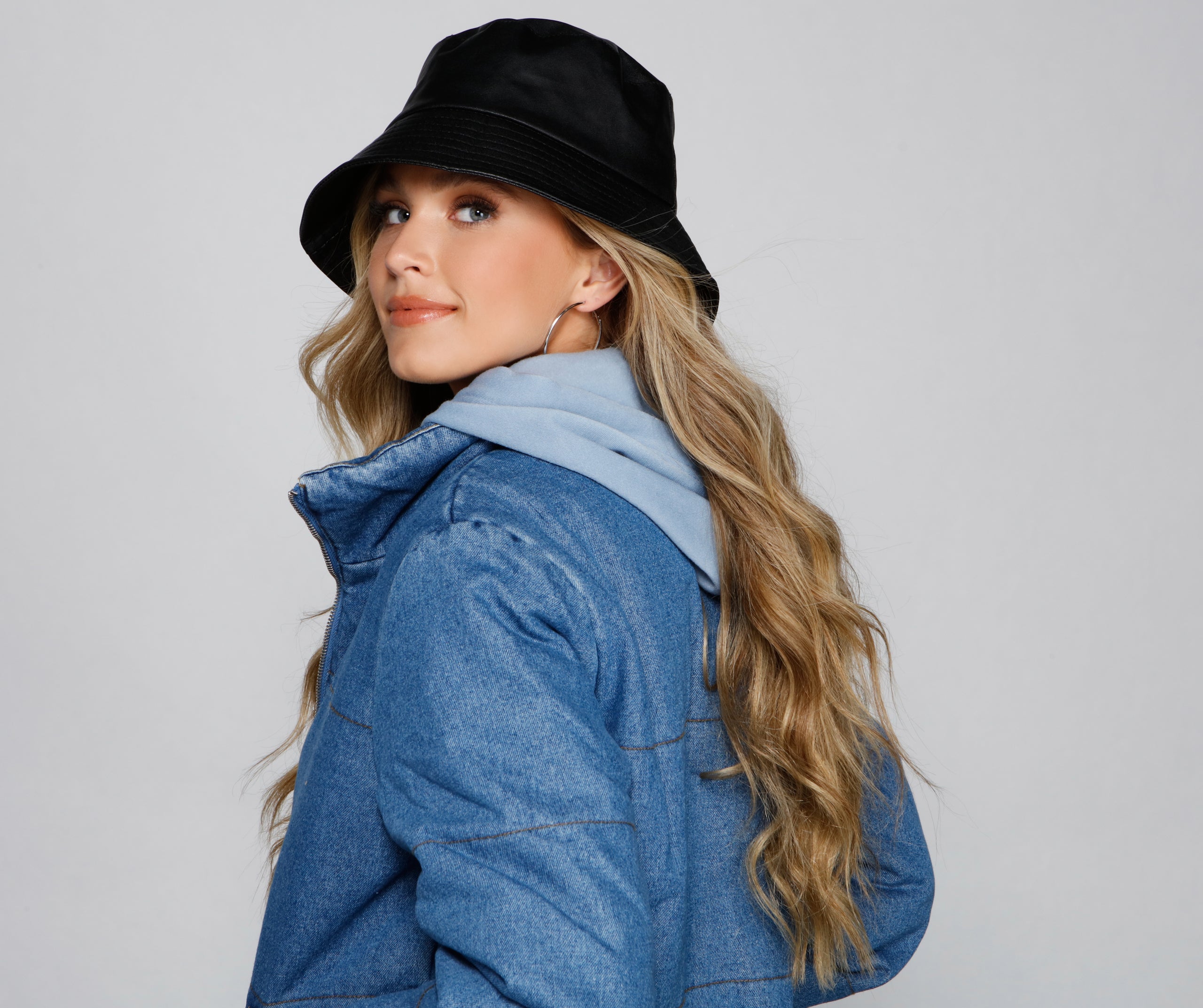 Trendy Moves Faux Leather Bucket Hat - Image 2