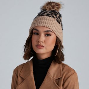 Cutie Spotted Leopard Pom Beanie