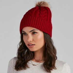 Winter Ready Pom Cable Knit Beanie