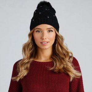 Sweet Sparkle Rhinestone Knit Beanie
