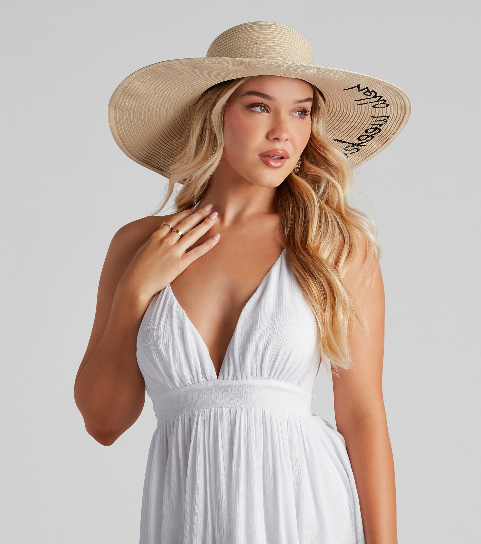 Hello Weekend Straw Floppy Hat - Image 2