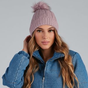 Cutie Pom Twist Knit Beanie