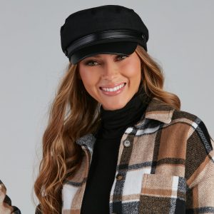 City Slicker Faux Leather Brim Cabby Hat