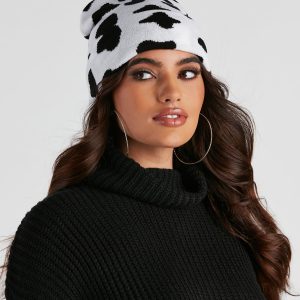 Moo-Tastic Cow Print Beanie