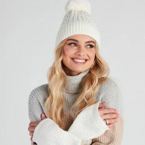 Pearl Me Up Faux Fur Pom Beanie