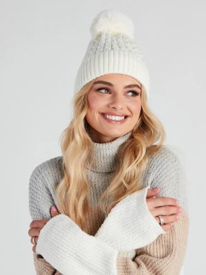 Pearl Me Up Faux Fur Pom Beanie