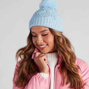 Fur Baby Pom Knit Beanie