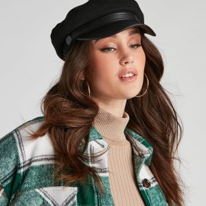 Downtown Chic Faux Leather Cabbie Hat
