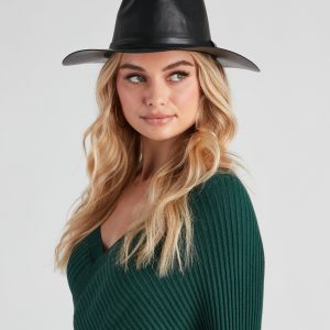 Western Chic Faux Leather Cowboy Hat