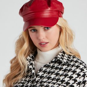 City Nights Faux Leather Cabby Hat