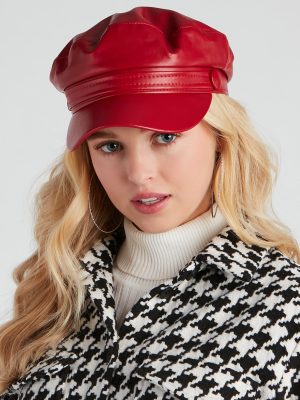 City Nights Faux Leather Cabby Hat