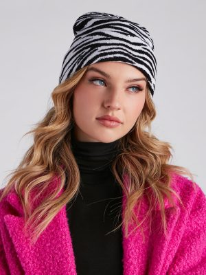 Safari Cutie Zebra Print Knit Beanie