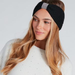 Glam Winter Vibes Rhinestone Knit Head Wrap